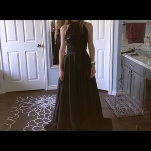 Sherri Hill High-Neck Prom Dress Black